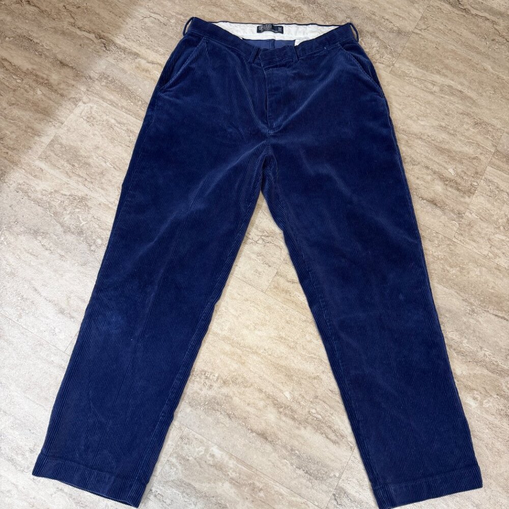 Polo Ralph‎ Lauren Mens Size 34 Royal Blue Corduroy Straight Leg Classic Fit VTG